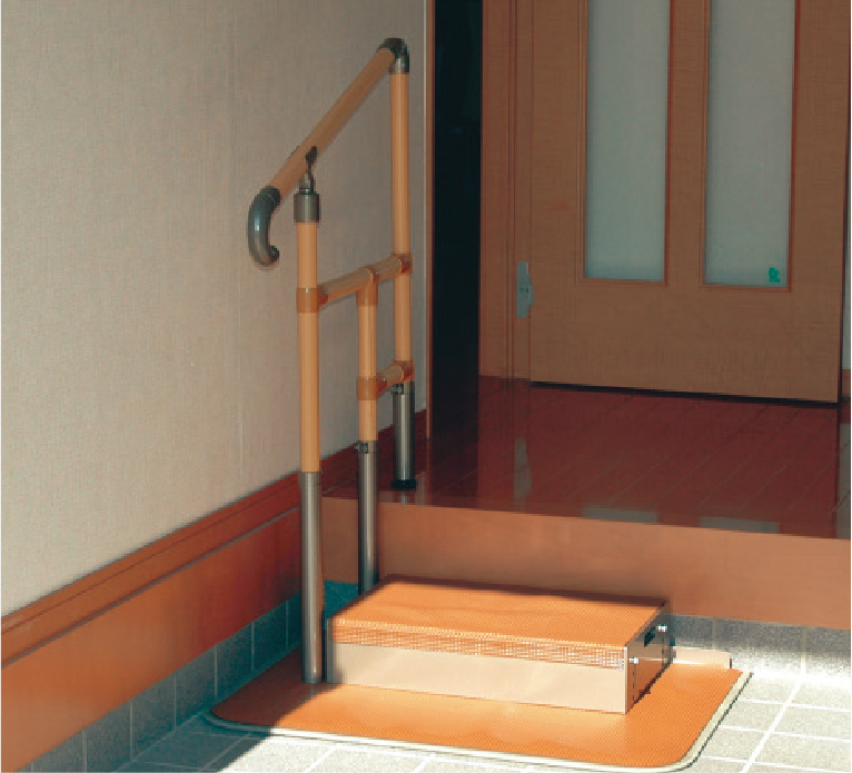 あがりかまち用たちあっぷステップ台付 片手すり CKE-02 MB 矢崎化工 